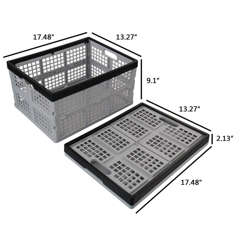 Jekiyo 34-Liter Folding Crates Storage, Collapsible Container Plastic, Set of 1 - Image 2